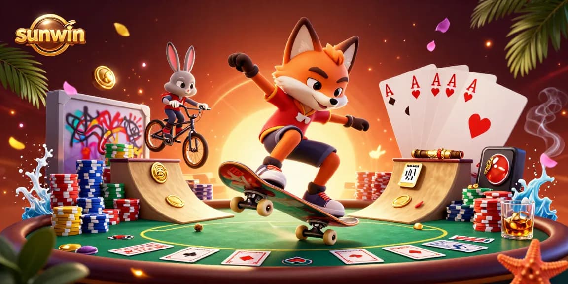 Experience thrilling gaming at sunwin with dynamic characters and vibrant casino elements.