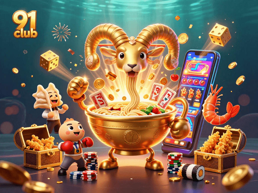Experience the gaming thrill at 91 club with colorful slot machines and dynamic characters.