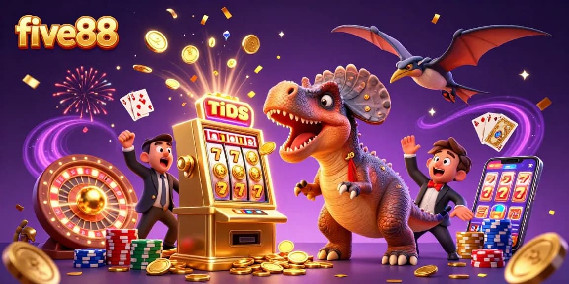 five88 casino fun: pachycephalosaurus wins jackpot coins with a golden slot machine