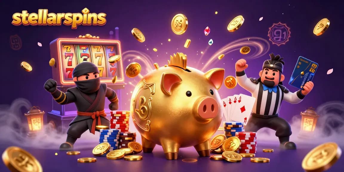 Engage with stellarspins as the golden piggy bank sumo wrestler stomps, showering coins and gems.