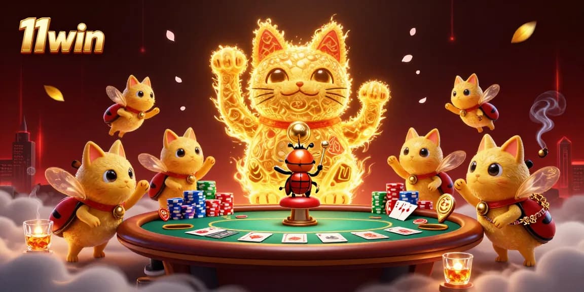 Experience jackpot thrills at 11win with this vibrant 3D illustration of a lucky cat!