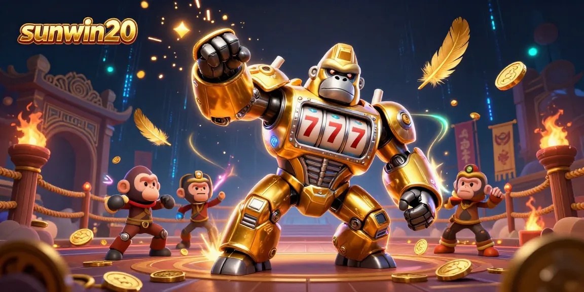 Experience excitement with sunwin20 as the golden gorilla mech battles in a vibrant casino universe.