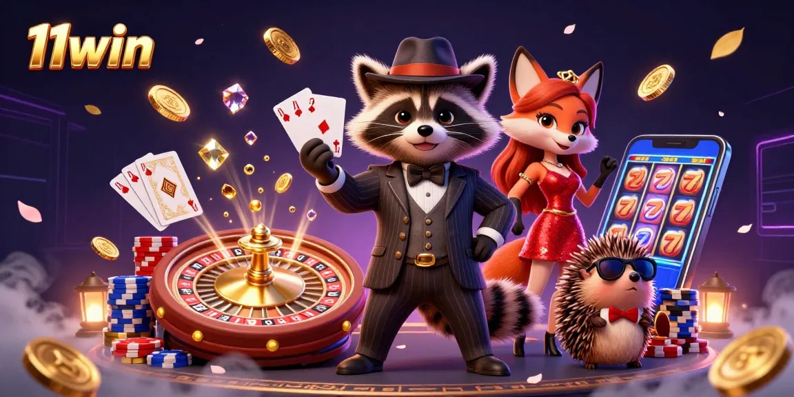 Experience exciting gameplay at 11win with a royal flush hand among flying coins and gems.