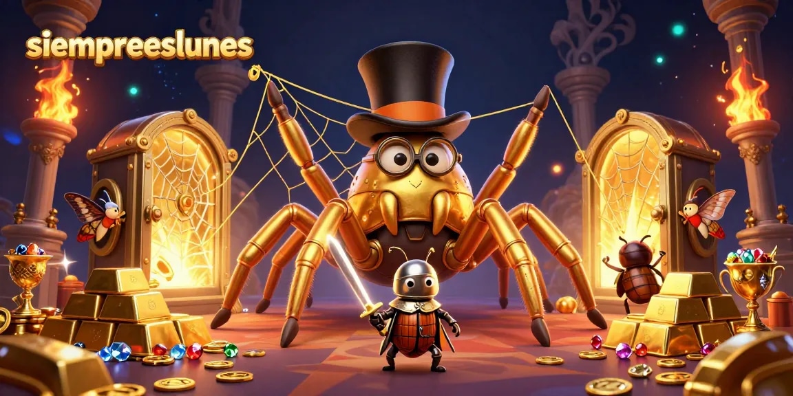 Experience thrilling gameplay with siempreeslunes as a golden tarantula weaves luck in a vibrant casino.