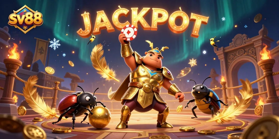 Engage with sv88 by witnessing a victorious beetle gambling in an exciting casino scene.