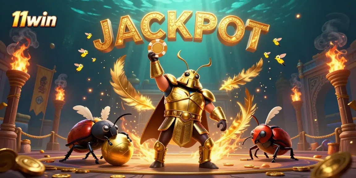 Join the excitement at 11win with Hercules beetle winning big under a shimmering jackpot!
