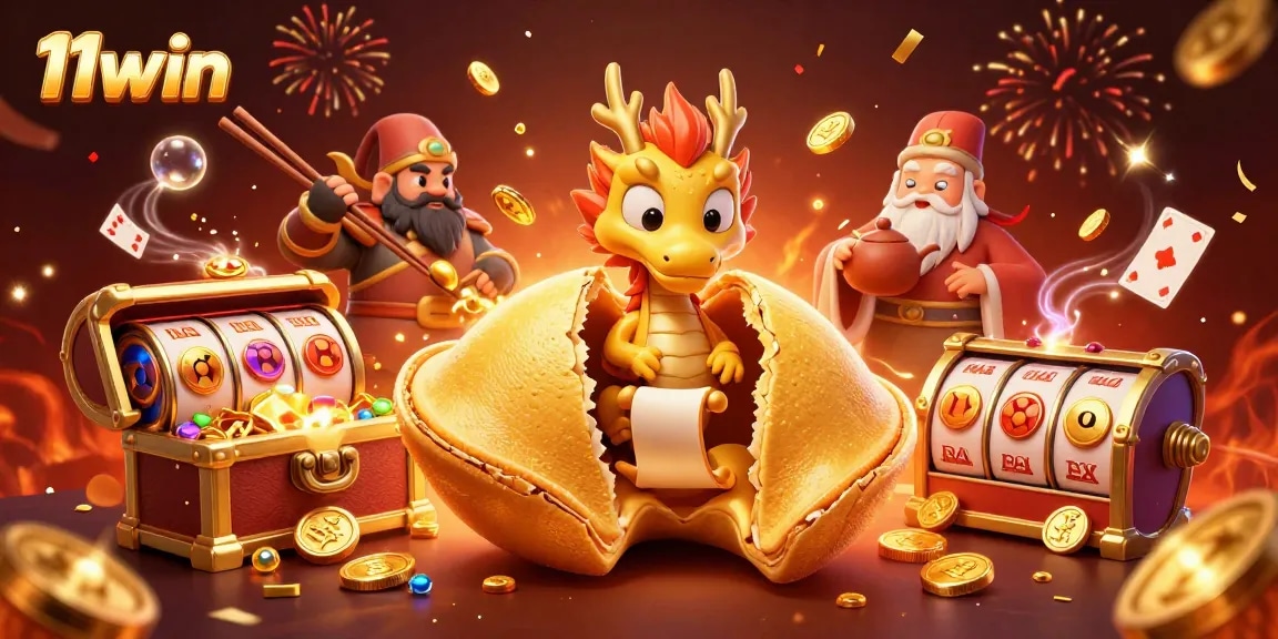 Engage with the thrilling 11win casino experience featuring a golden cookie and slot elements.
