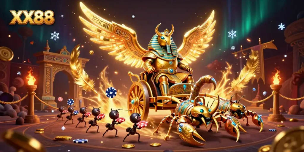 Engage in thrilling gameplay action at XX88 with stunning 3D characters and casino elements.