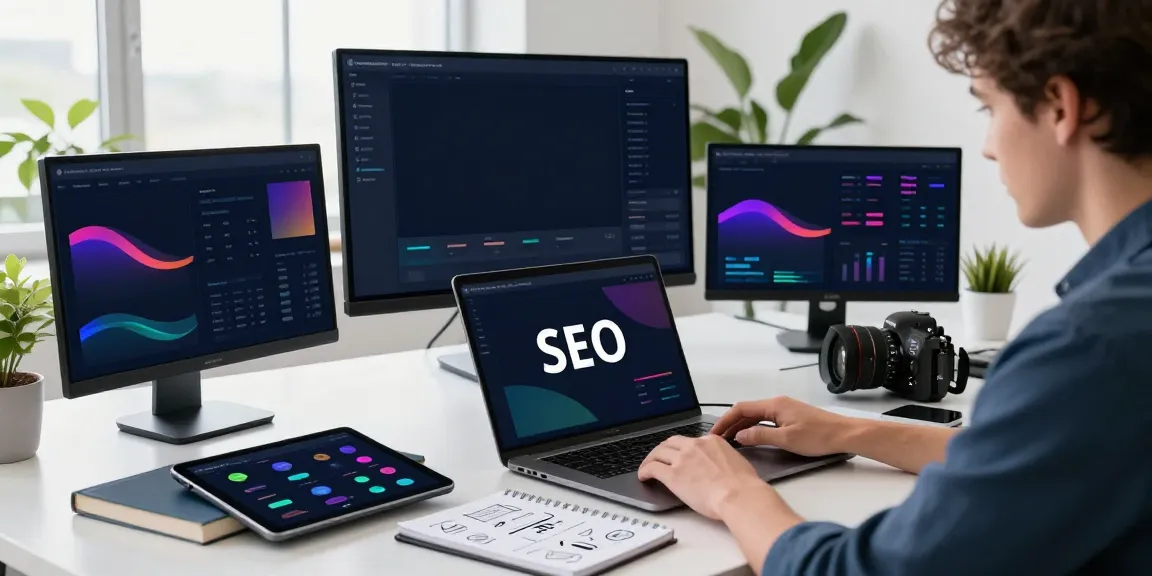 Marketer analyzing instant indexing strategies with multiple monitors in a modern digital workspace.