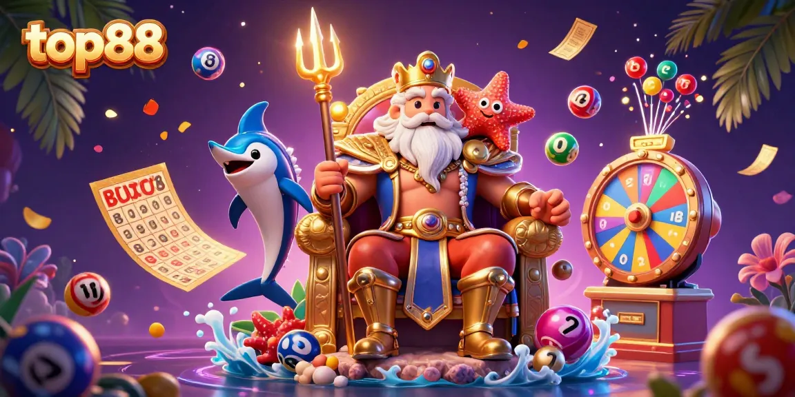 Experience excitement with top88, featuring Neptune and casino elements in vibrant 3D illustration.