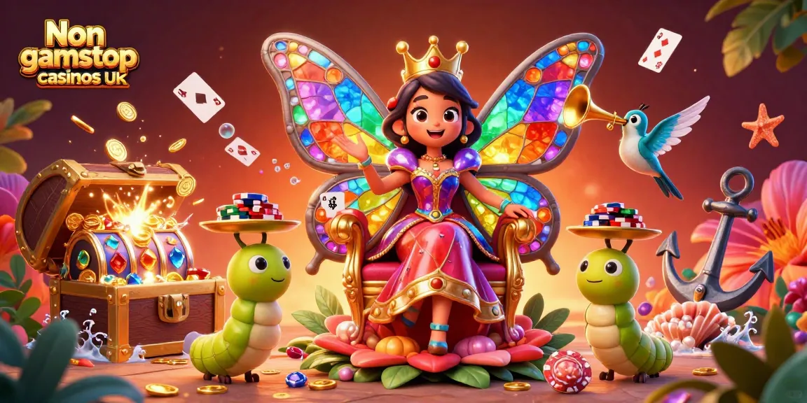 Experience the magic of Non gamstop casinos UK with vibrant characters and dynamic casino elements.