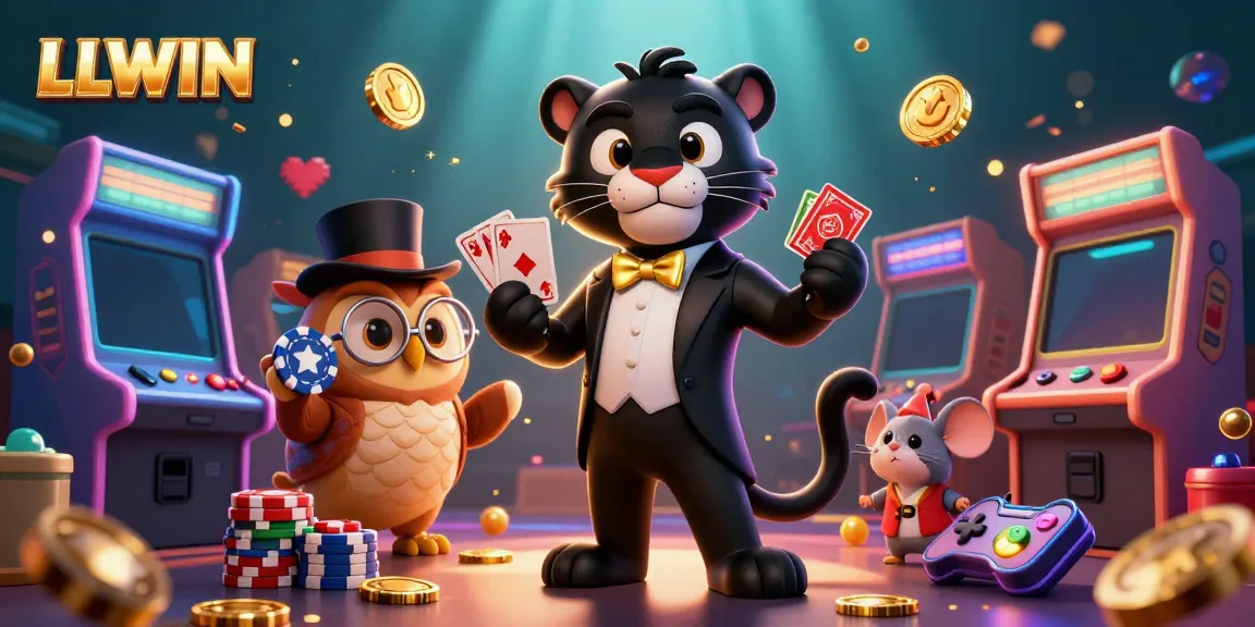 Experience the thrill of LLWIN with engaging characters and vibrant gaming elements in a dynamic casino scene.