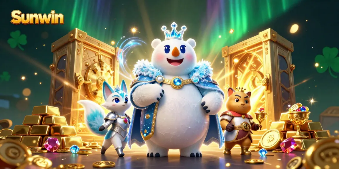 Win big with Sunwin in this dazzling casino illustration featuring dynamic game elements.